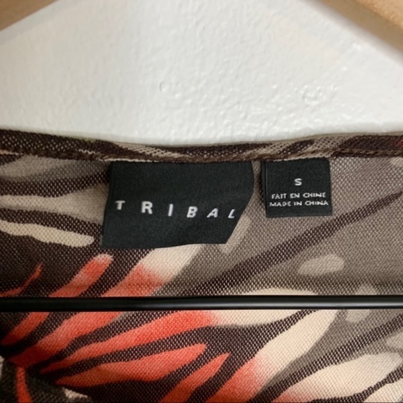 Tribal Boat Neck Butterfly Abstract Print Top Sz S - Picture 2 of 9